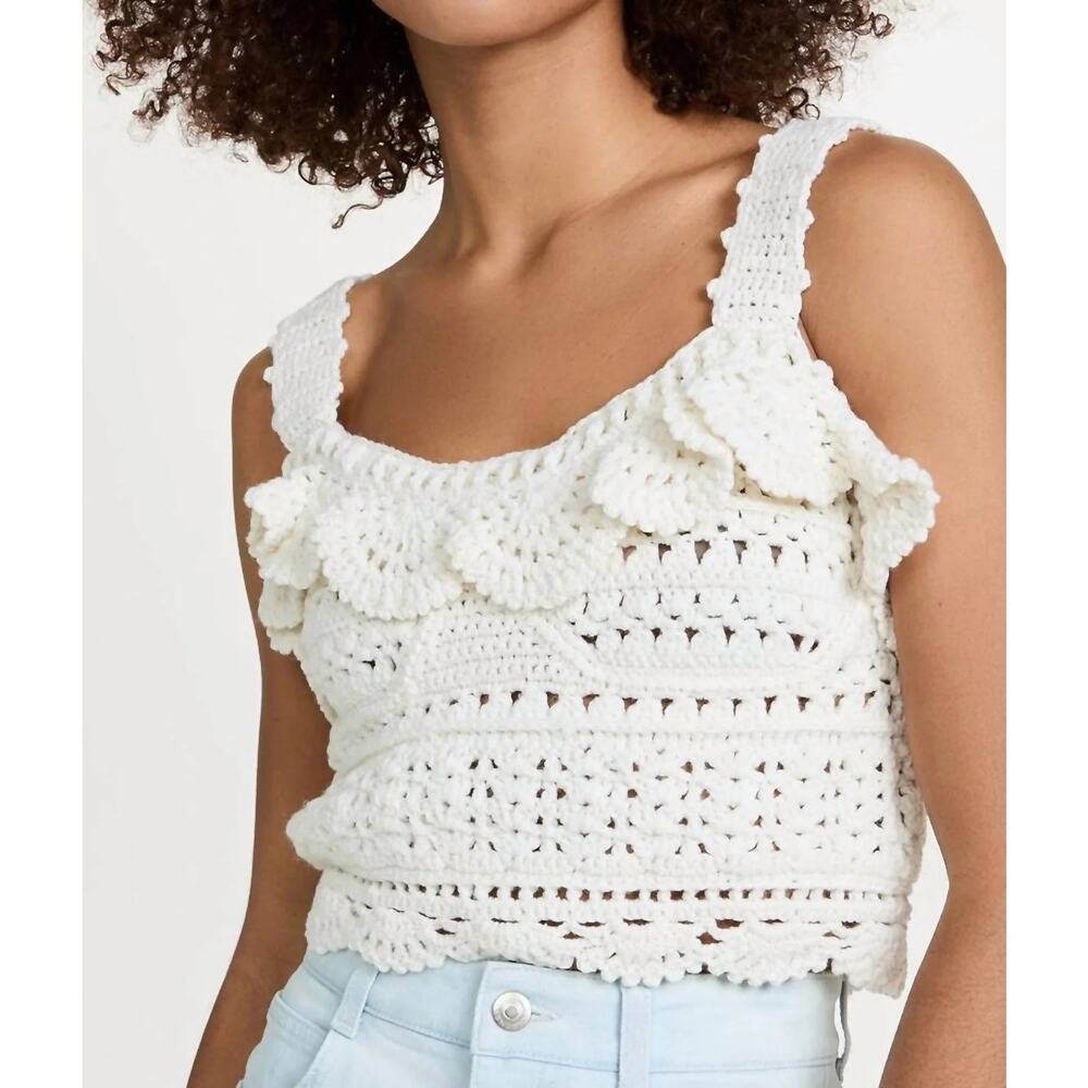Sea New York Rylee Crochet Cropped Tank in Cream size XS